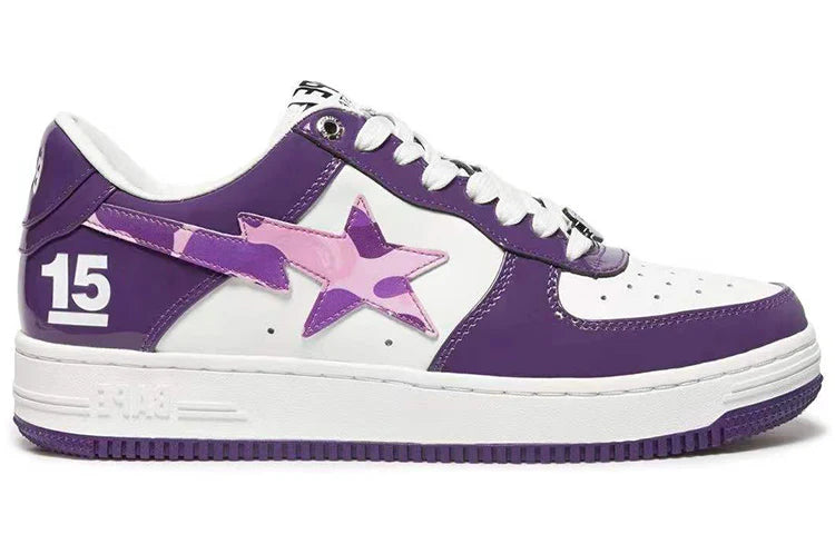 Bape Sta | Purple & White Patent Leather Low-Top Sneakers