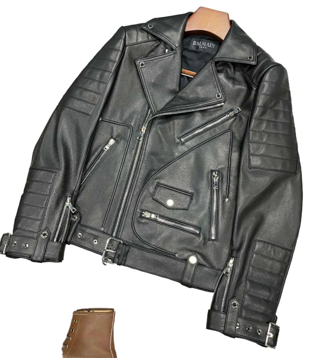 Balmain | Black Leather Biker Jacket Balmain