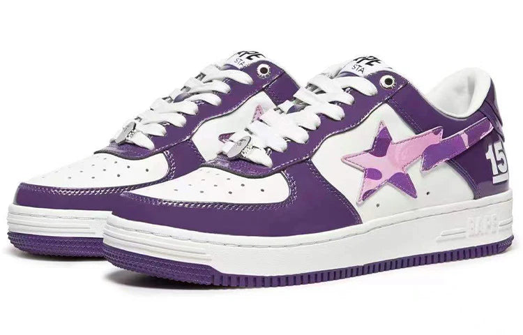 Bape Sta | Purple & White Patent Leather Low-Top Sneakers