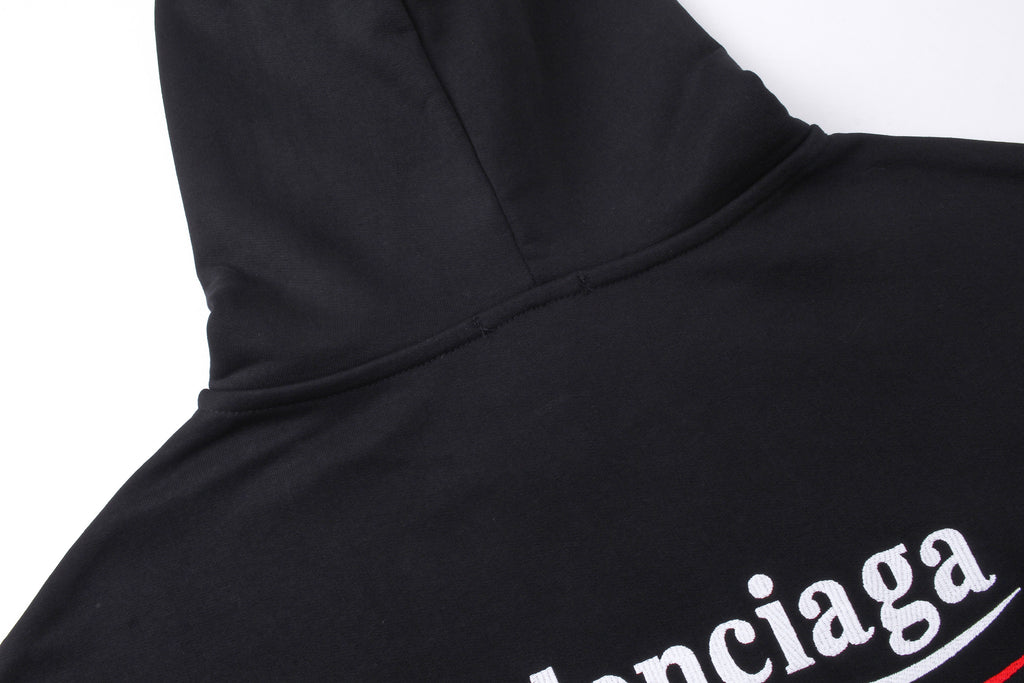 Balenciaga | Black Red Stripe Logo Hoodie