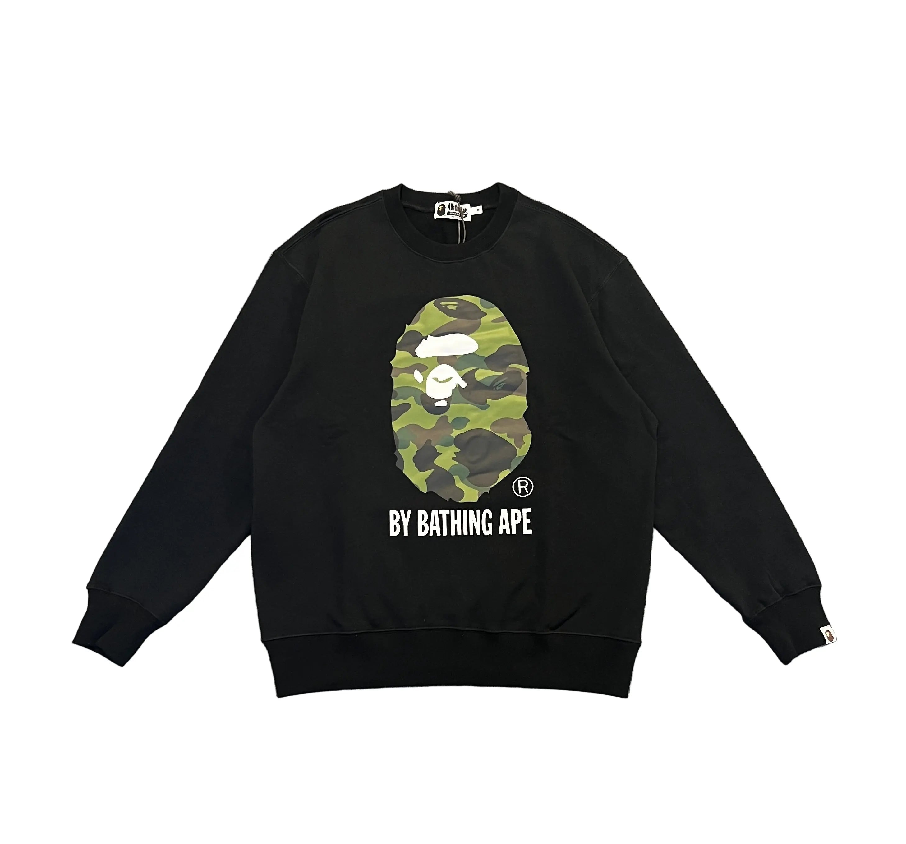 BAPE | 1st Camo Ape Head Crewneck – Black & Grey Bape