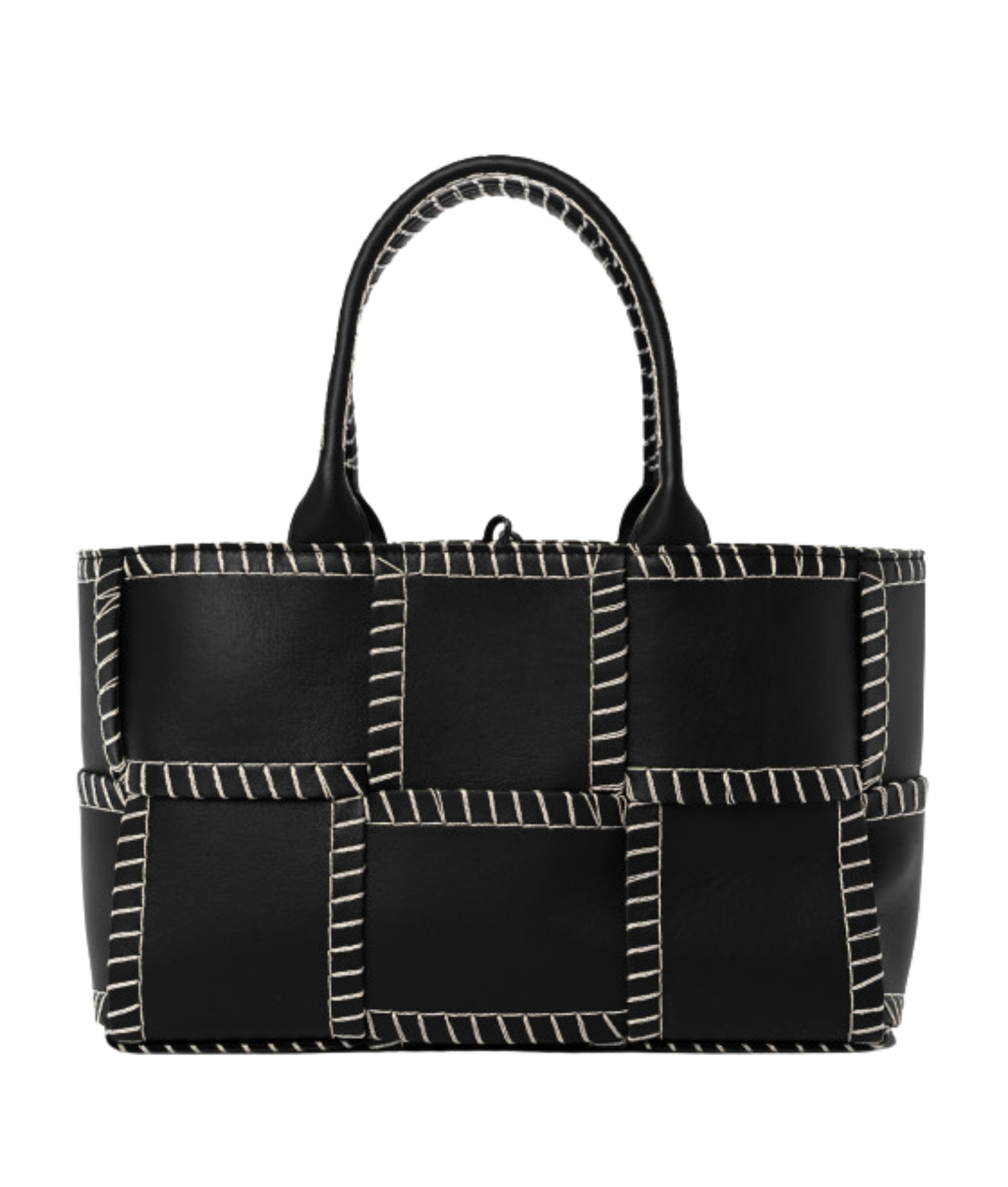 Bottega Veneta | Intrecciato Small Topstitch Arco Tote | Black & Red Leather
