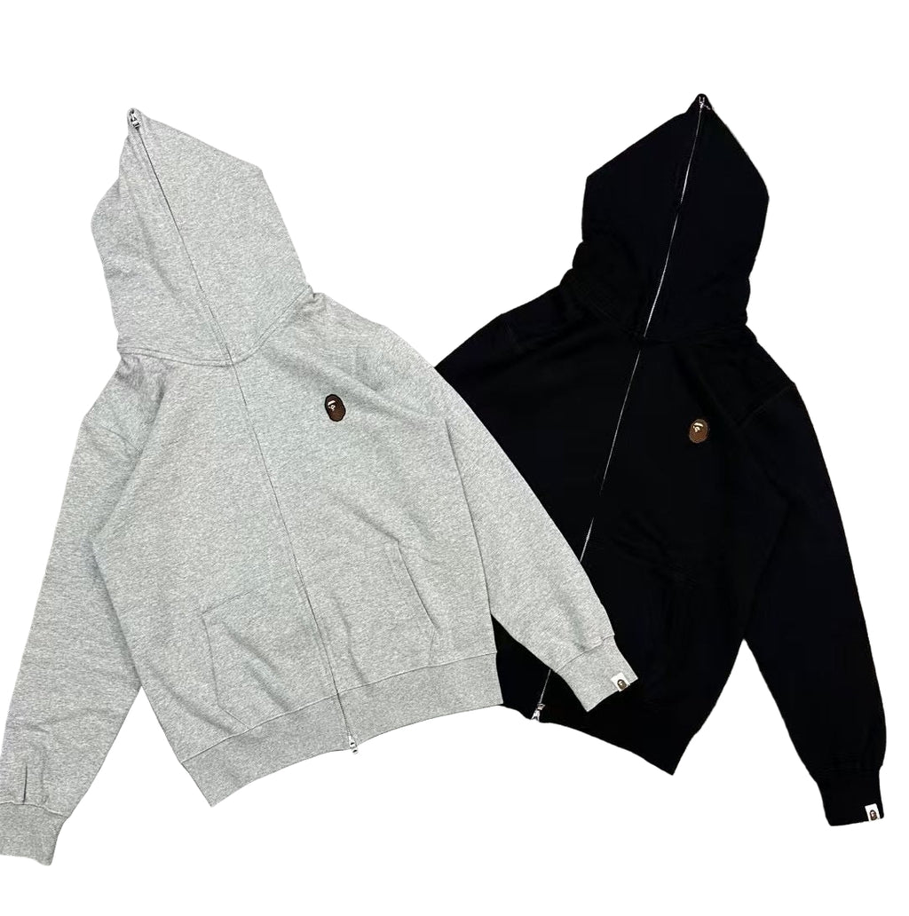 bape Gray and black hoodies with a brand logo on a white background