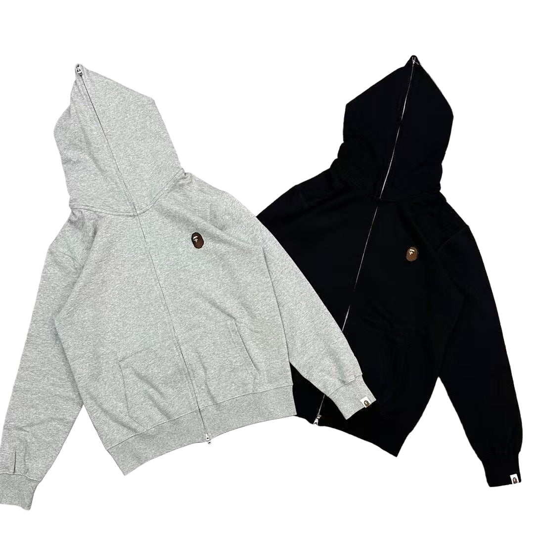 bape Gray and black hoodies with a brand logo on a white background