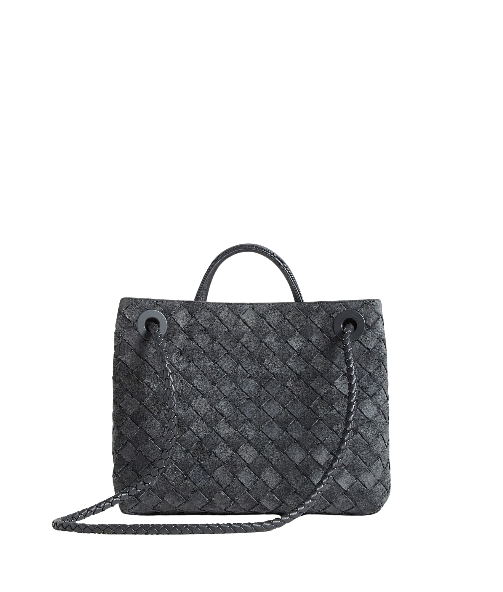 Bottega Veneta | Small Andiamo | Graphite Intrecciato Leather | Gold Knot Accent