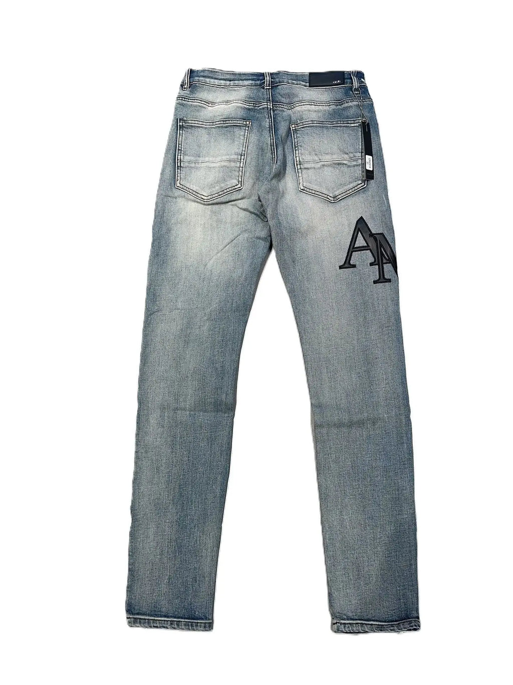 Amiri | MRH Monogram Embroidered Denim Jeans | Light Wash Blue Amiri