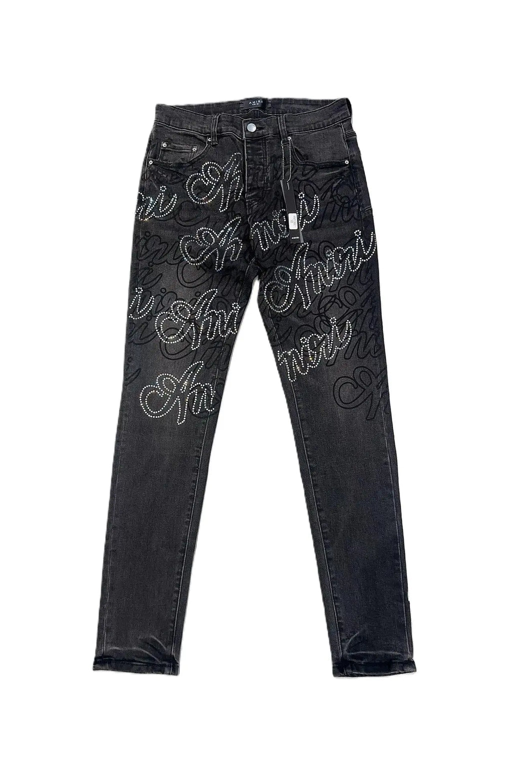 Amiri | Crystal Script Skinny Jeans | Vintage Black Denim Amiri