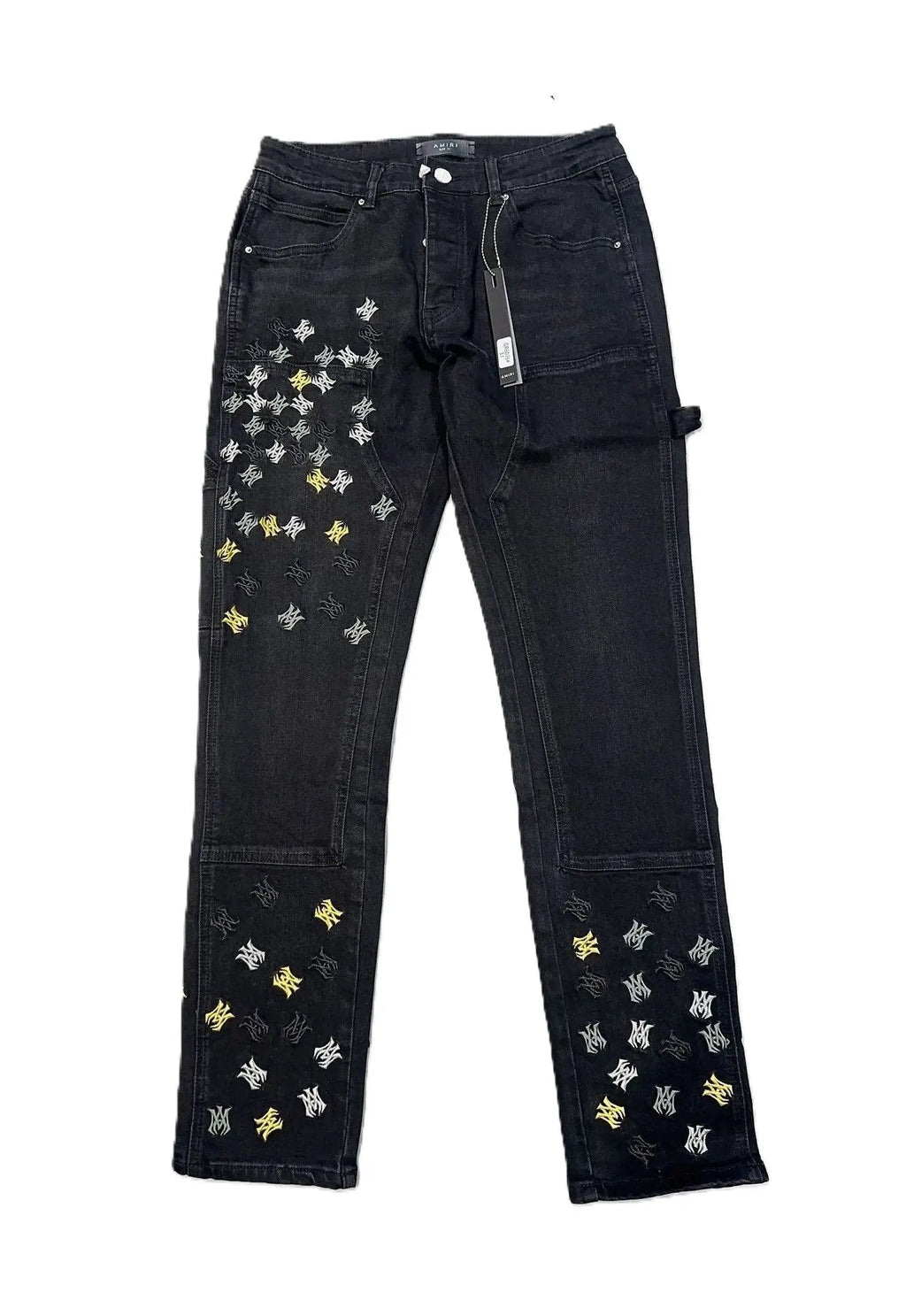Amiri | Monogram Panel Carpenter Jeans | Aged Black Denim Amiri