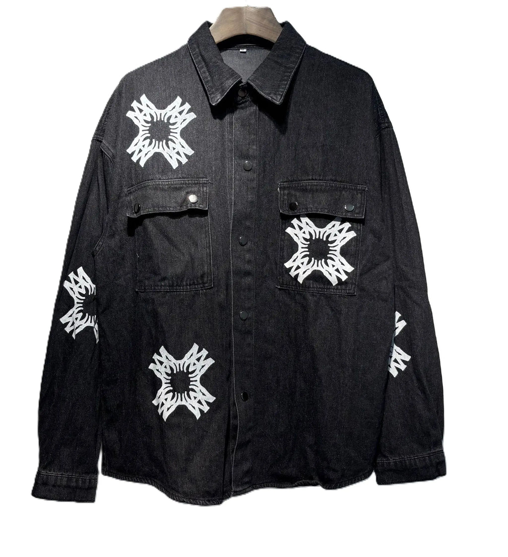 Amiri | Chemist Starburst Overshirt | Light & Aged Black Denim Amiri