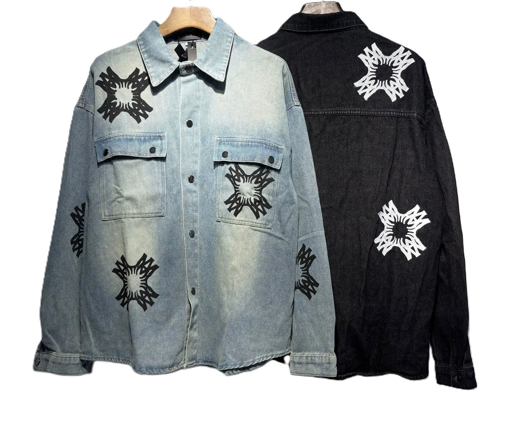 Amiri | Chemist Starburst Overshirt | Light & Aged Black Denim Amiri