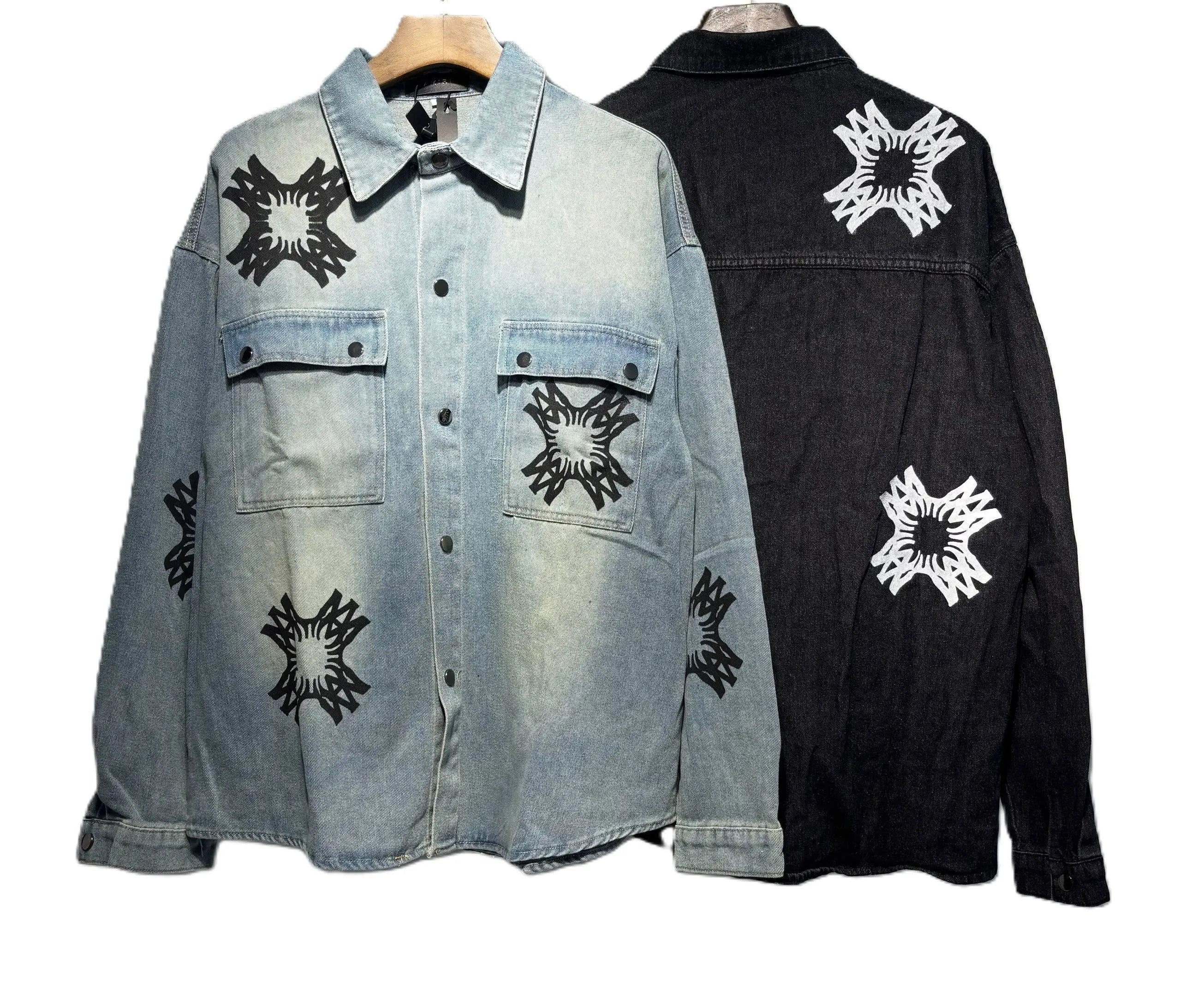 Amiri | Chemist Starburst Overshirt | Light & Aged Black Denim Amiri