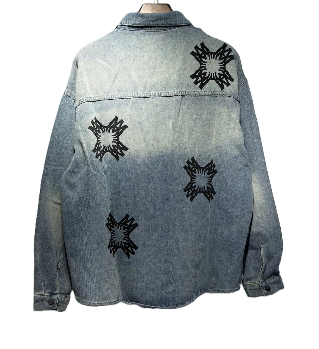Amiri | Chemist Starburst Overshirt | Light & Aged Black Denim Amiri