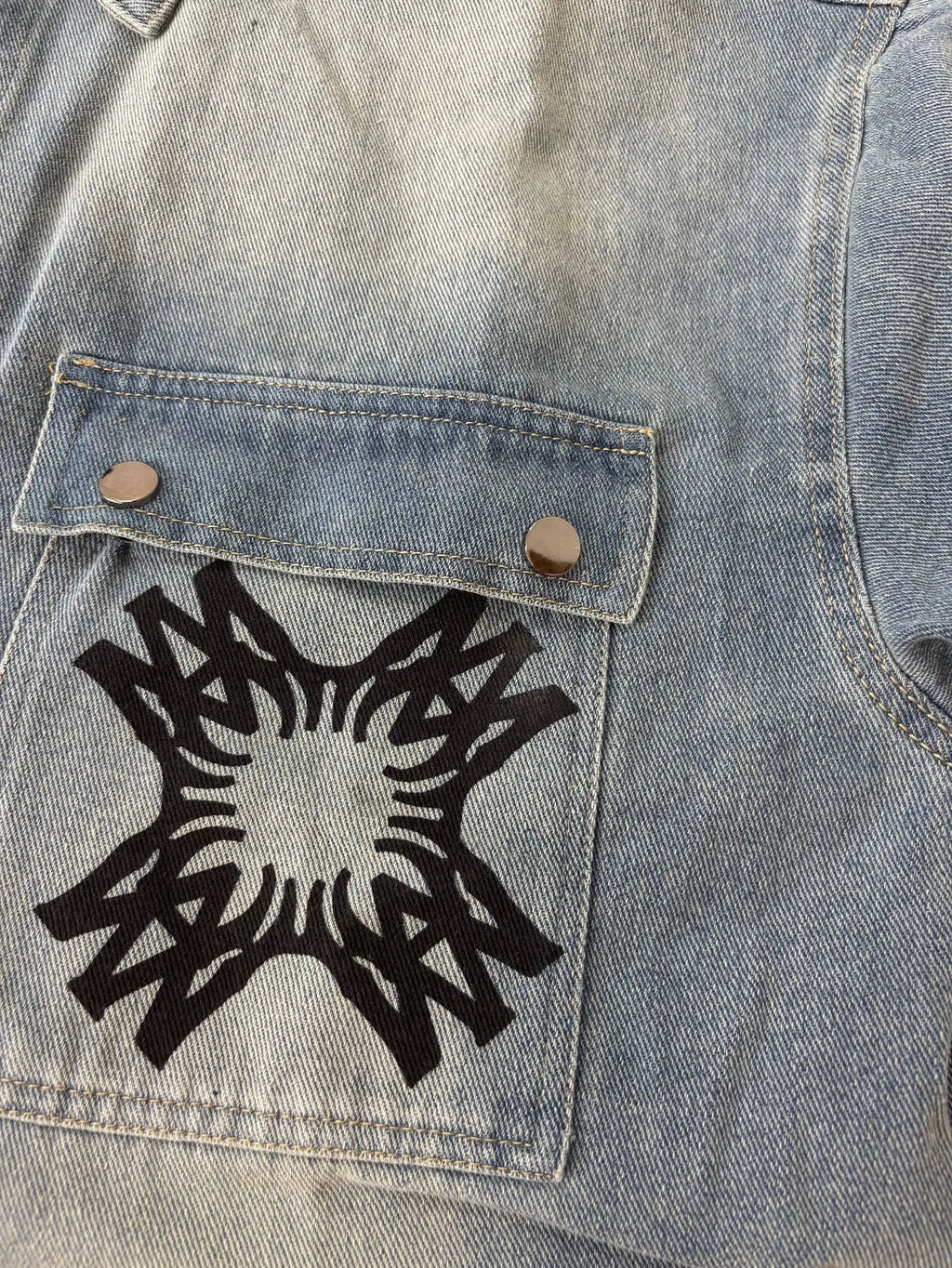 Amiri | Chemist Starburst Overshirt | Light & Aged Black Denim Amiri