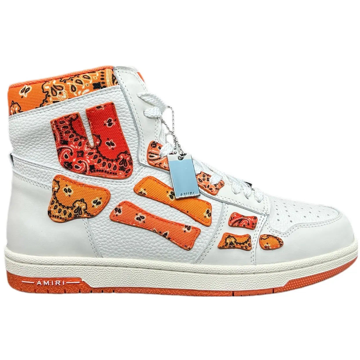 Amiri | Skel-Top High Leather Sneaker | Bandana Blue, Bandana Orange, or Black/White Amiri