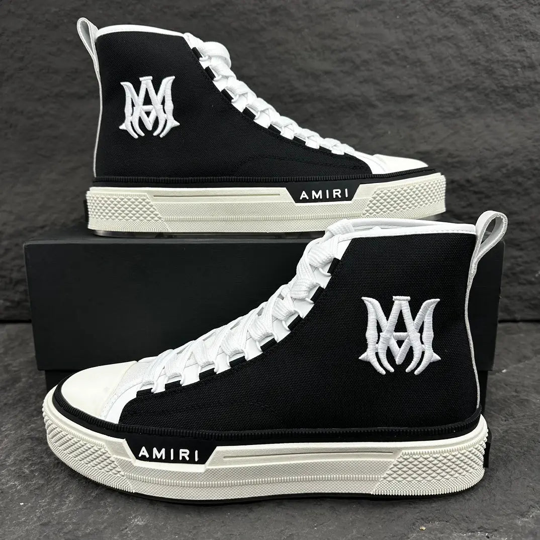 Amiri | Skel-Top Canvas High Sneaker | Black & White Amiri