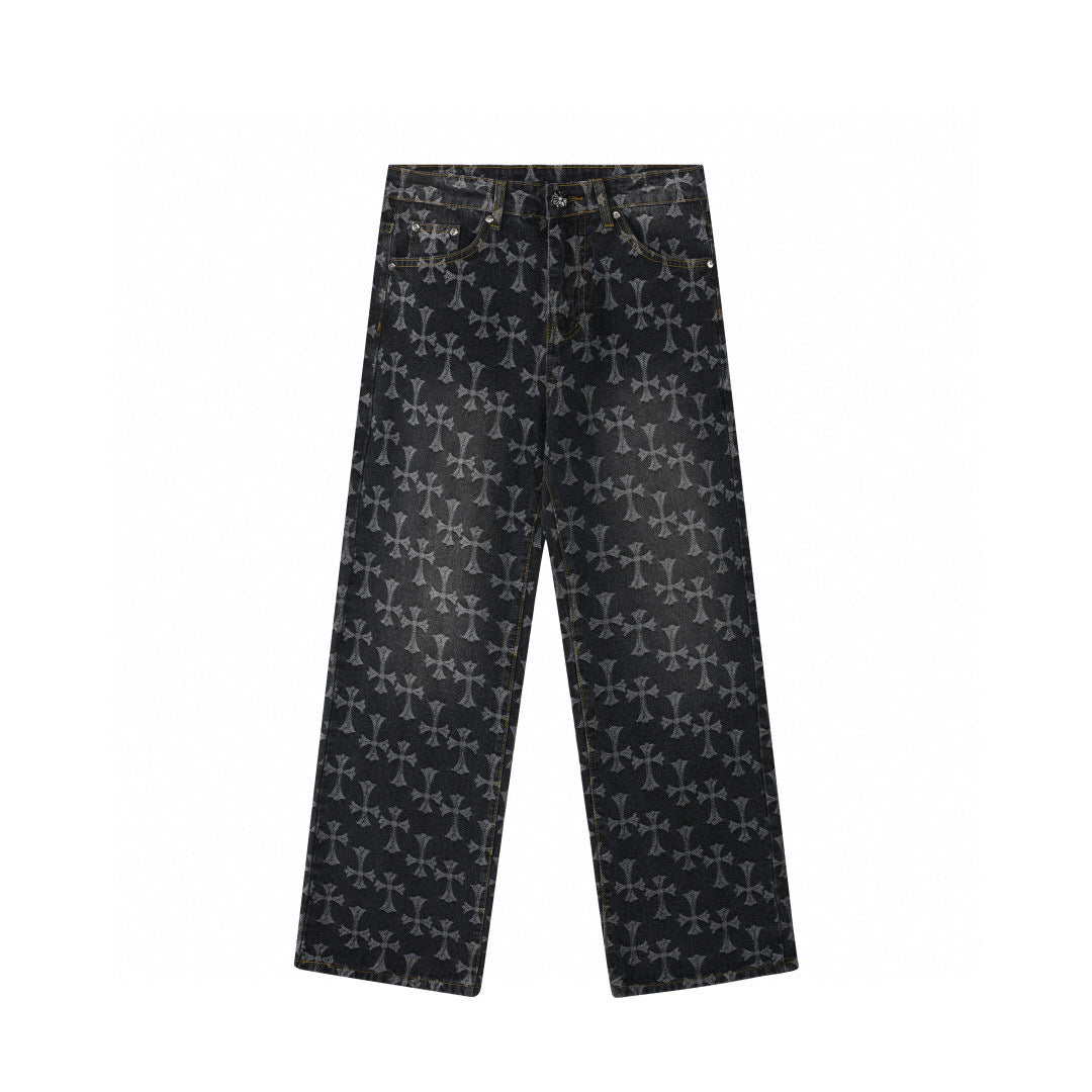 Chrome Hearts | Allover Jacquard Denim Jeans | Black