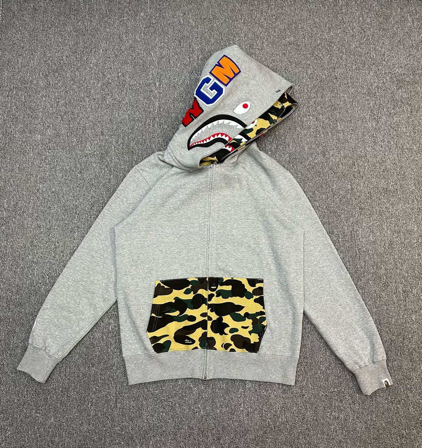 Bape | Shark Full-Zip Hoodie | Black & Grey Camo Pocket