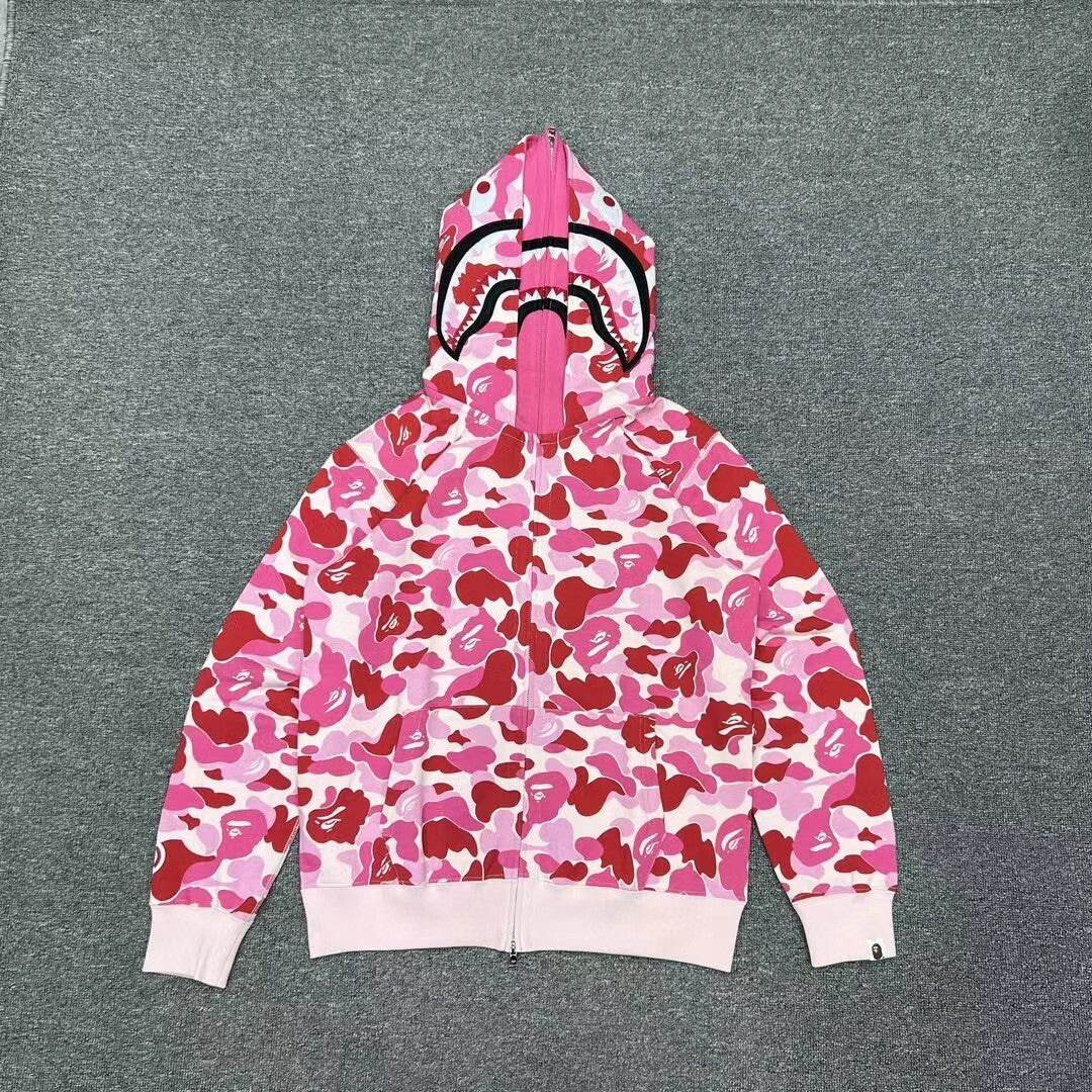 BAPE | Shark Full Zip Camo Hoodie | Pink, Blue, Green