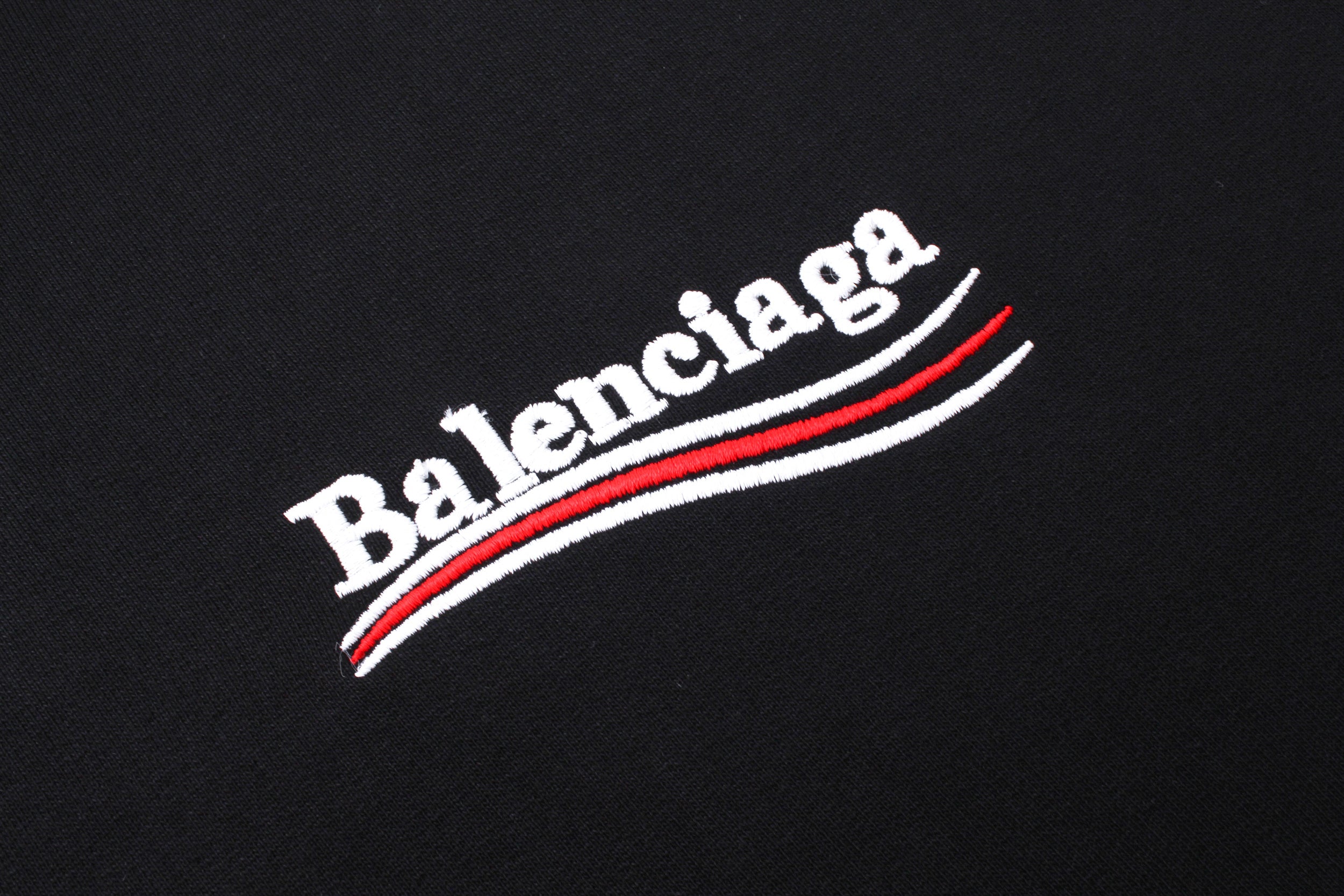Balenciaga | Black Red Stripe Logo Hoodie