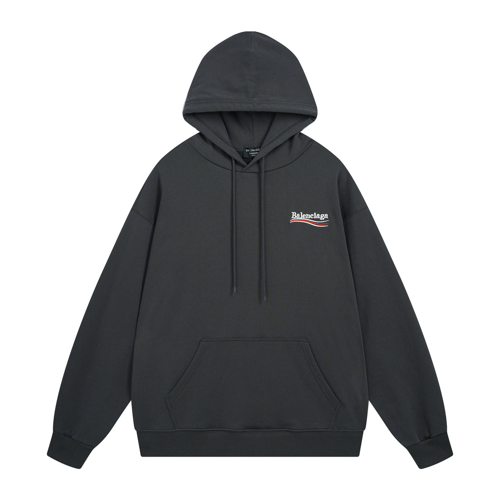 Balenciaga | Black Red Stripe Logo Hoodie
