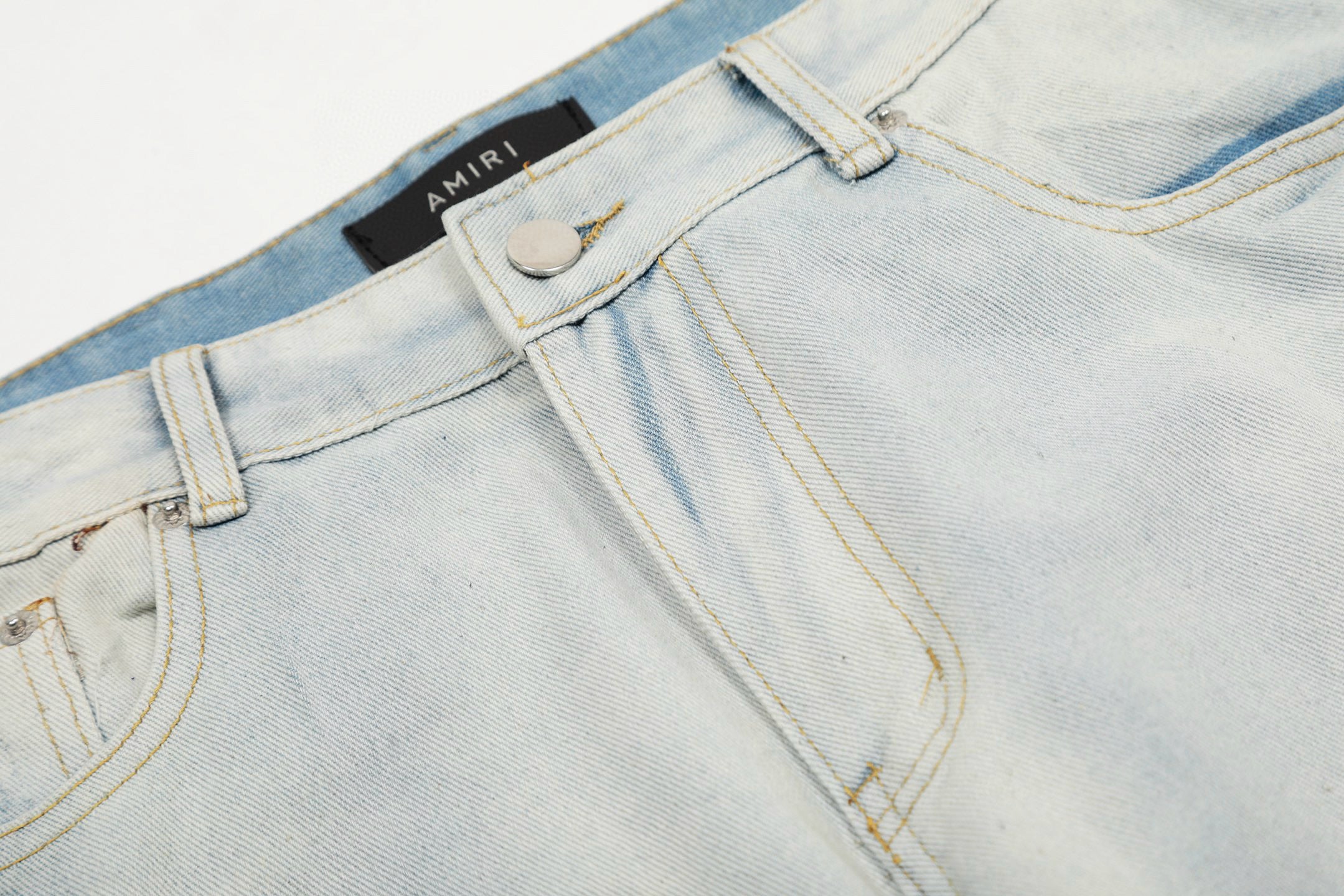 Amiri | Crystal Embellished Distressed Jeans | White